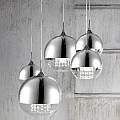 Lampadario Contemporaneo Fermi Metallo Nichel 5 Luci Diffusori Vetro E Metallo P140-PL-170-5-N