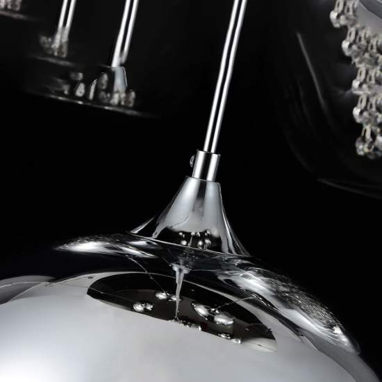 Lampadario Contemporaneo Fermi Metallo Nichel 5 Luci Diffusori Vetro E Metallo P140-PL-170-5-N