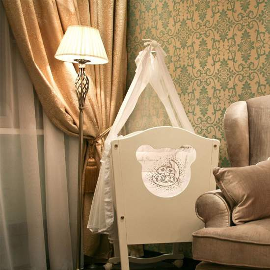Piantana Shabby Chic Grace Metallo Ottone 1 Luce Diffusore Organza Beige RC247-FL-01-R