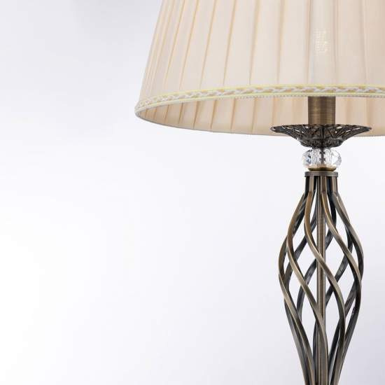 Piantana Shabby Chic Grace Metallo Ottone 1 Luce Diffusore Organza Beige RC247-FL-01-R