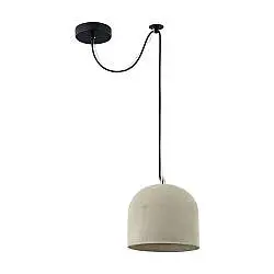 Lampadario Industrial Broni Metallo Nero 1 Luce Diffusore Calcestruzzo Grigio
