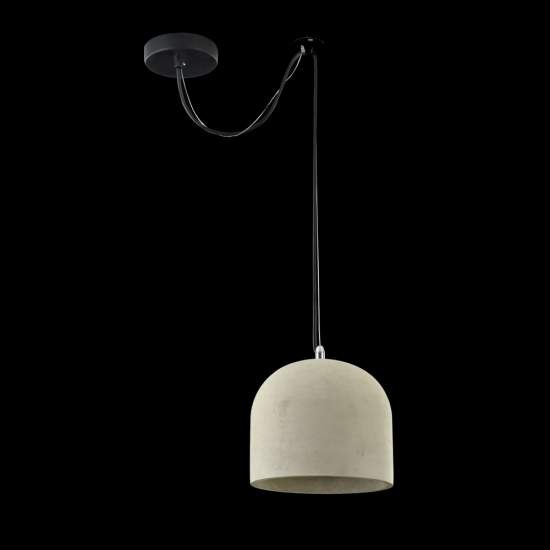 Lampadario Industrial Broni Metallo Nero 1 Luce Diffusore Calcestruzzo Grigio T451-PL-01-GR