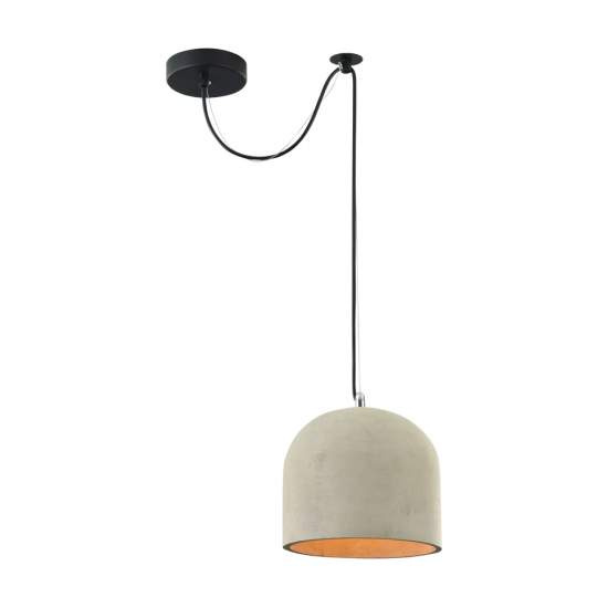 Lampadario Industrial Broni Metallo Nero 1 Luce Diffusore Calcestruzzo Grigio T451-PL-01-GR