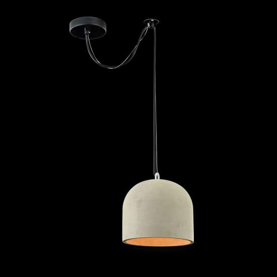 Lampadario Industrial Broni Metallo Nero 1 Luce Diffusore Calcestruzzo Grigio T451-PL-01-GR