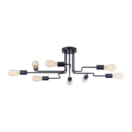 Plafoniera Moderna Gilbert Metallo Nero 8 Luci T532CL-08B