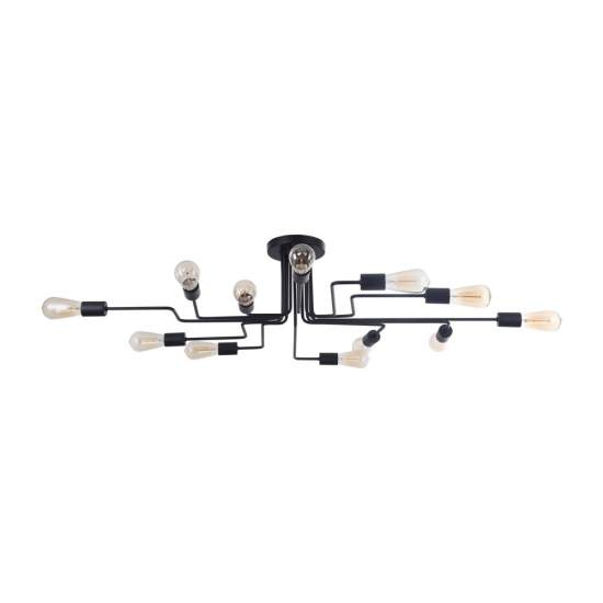 Plafoniera Moderna Gilbert Metallo Nero 12 Luci T532CL-12B