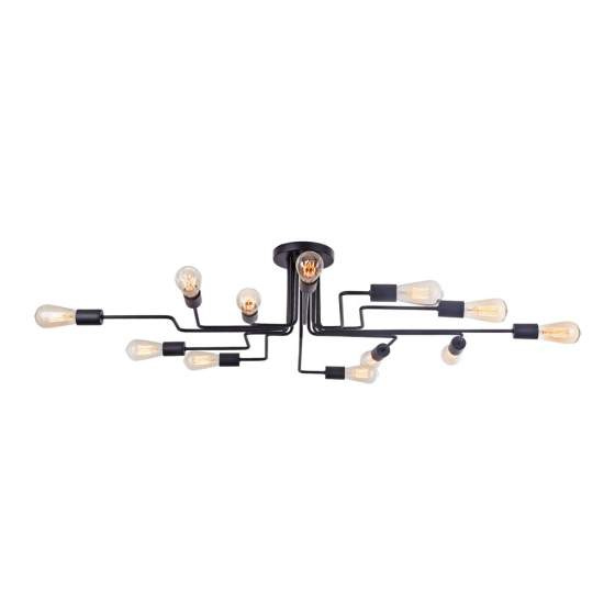 Plafoniera Moderna Gilbert Metallo Nero 12 Luci T532CL-12B