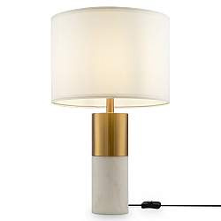 Lampada Da Tavolo Moderno Bianco Metallo Ottone Paralume Tessuto 1 Luce E27 60W Lampada Da Tavolo Moderno Bianco Metallo Ottone Paralume Tessuto 1 Luce E27 60W