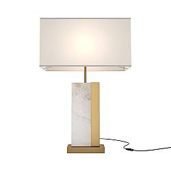 Lampada Da Tavolo Moderno Bianco Metallo Ottone Paralume Tessuto Luce E27 60W Lampada Da Tavolo Moderno Bianco Metallo Ottone Paralume Tessuto Luce E27 60W