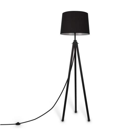 Piantana Contemporanea Calvin Metallo Nero 1 Luce Con Diffusore In Tessuto Nero Z177FL-01B