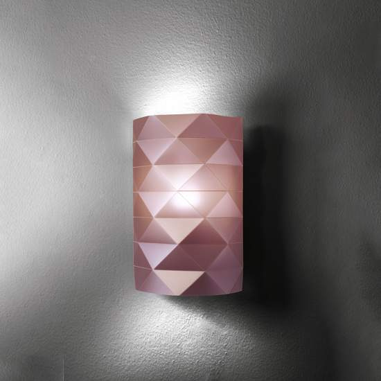 Applique Moderna 1 Luce Prisma In Polilux Rosa Metallico Made In Italy | Linea Zero
