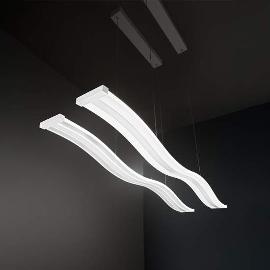Lampadario Moderno Bend Metallo E Alluminio Bianco Led 6364BCT