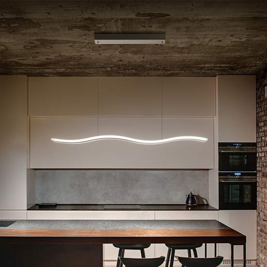 Lampadario Moderno Bend Metallo E Alluminio Bianco Led 6364BCT