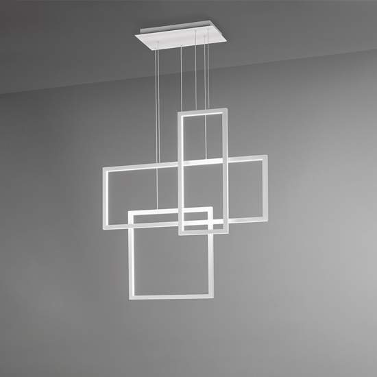 Lampadario In Alluminio Industrial Cross Colore Bianco Led 6591BCT