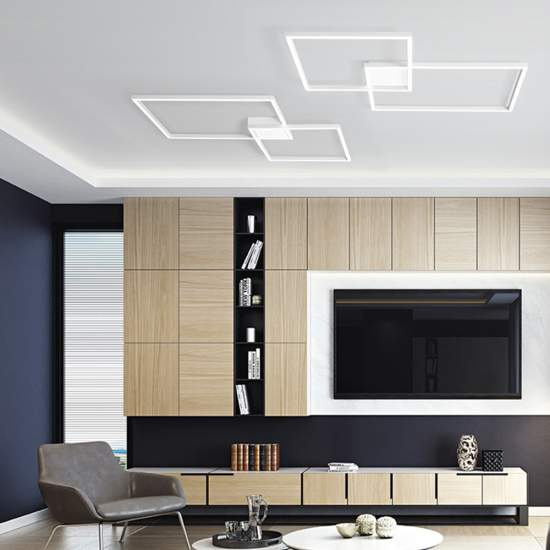 Plafoniera In Alluminio Industrial Cross Colore Bianco Led 6596BCT