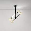 Lampadario In Metailo Ndustrial Vector Nero 4 Luci E27 6604N