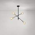 Lampadario In Metailo Ndustrial Vector Nero 4 Luci E27 6604N