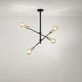 Lampadario In Metailo Ndustrial Vector Nero 4 Luci E27 6604N