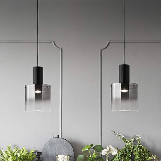 Lampadario In Alluminio Contemporaneo Hugo Nero 1 Luce 6664SP