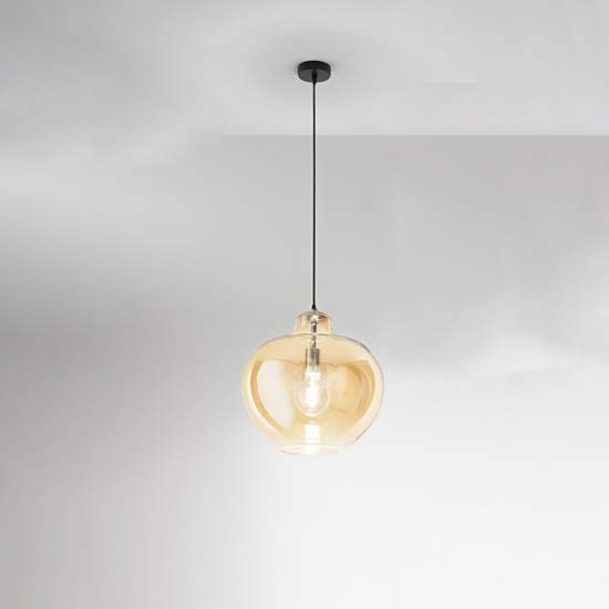 Lampadario Alluminio Contemporaneo Bowl Ambra 1 Luce E27 6666AM
