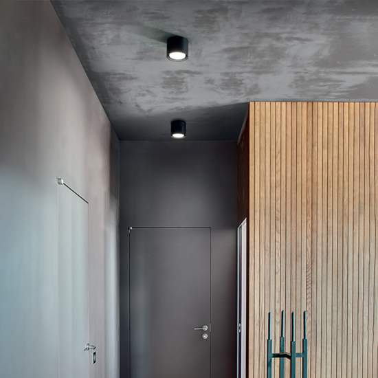 Plafoniera In Alluminio Moderna Geo Nero 1 Luce 6740N
