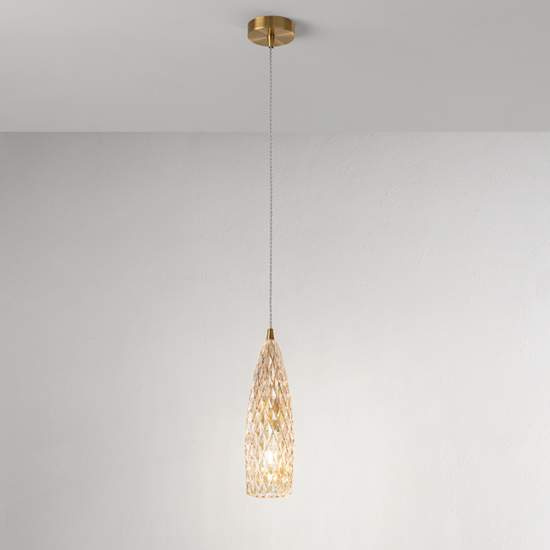 Lampadario In Metallo Contemporaneo Flut Oro 1 Luce E27 6768AM