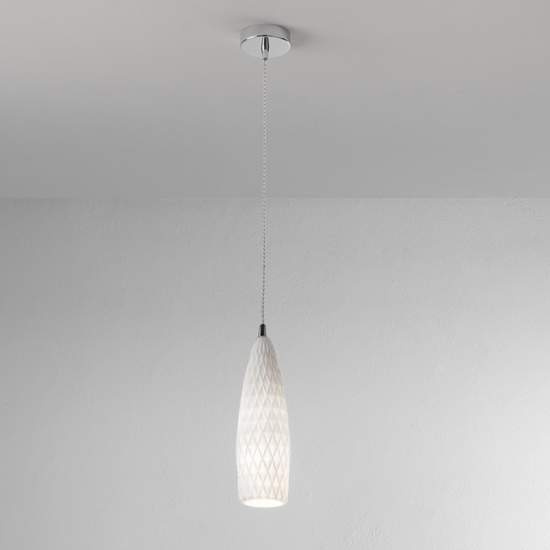 Lampadario In Metallo Contemporaneo Flut Bianco 1 Luce E27 6768B