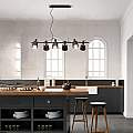 Lampadario In Metallo Contemporaneo Megafono Nero 6 Luci E27 6806N