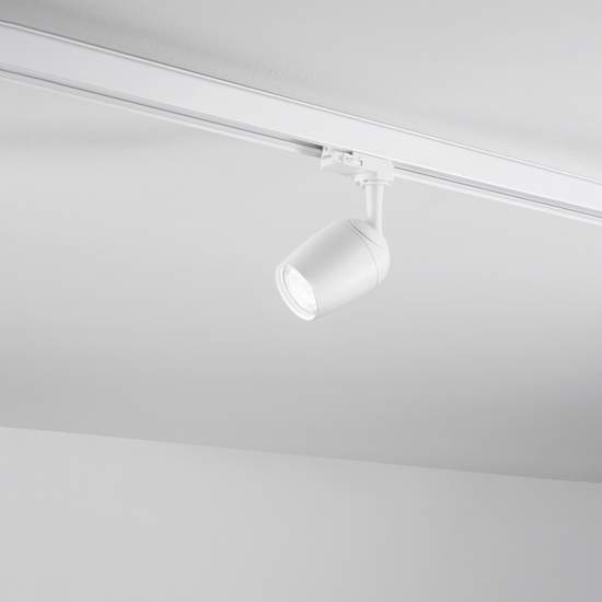 Faretto In Alluminio A Led Tondo Per Sistema In Binario Bianco Orientabile 6886B