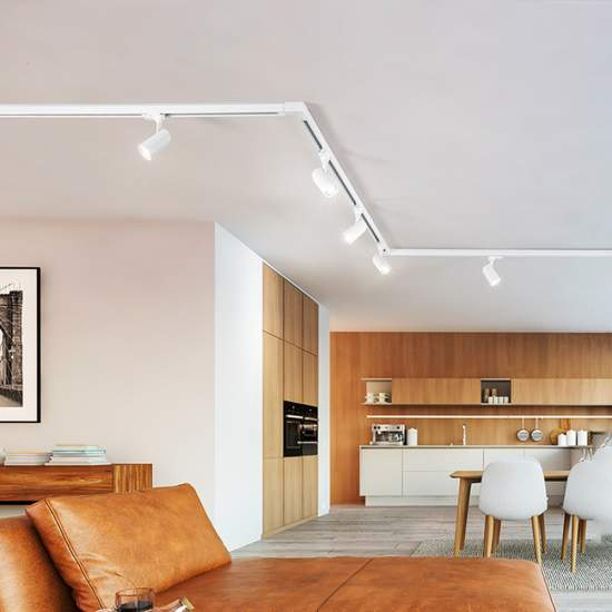 Faretto In Alluminio Tondo Per Sistema In Binario Bianco 1 Luce 6888B