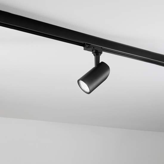 Faretto In Alluminio Tondo Per Sistema In Binario Nero 1 Luce 6888N