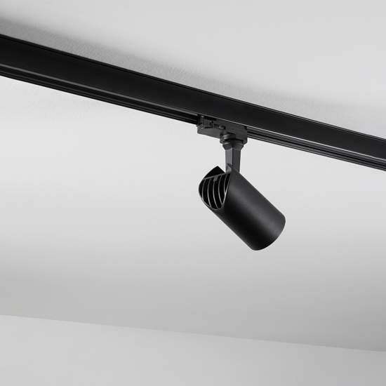 Faretto In Alluminio Tondo Per Sistema In Binario Nero 1 Luce 6888N