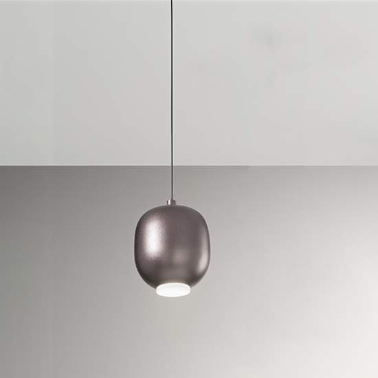 Lampadario In Metallo Contemporaneo Bullet Marrone Led Diffusore Ovale 6926MMLC