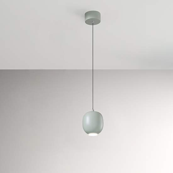 Lampadario In Metallo Contemporaneo Bullet Salvia Led Diffusore Ovale 6926SVLC