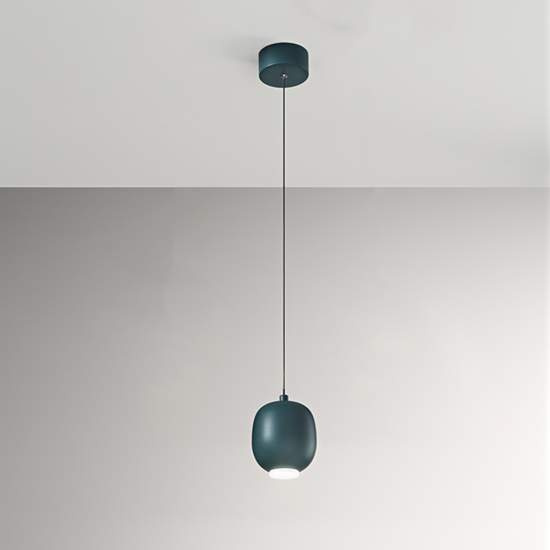 Lampadario In Metallo Contemporaneo Bullet Verde Led Diffusore Ovale 6926VPLC