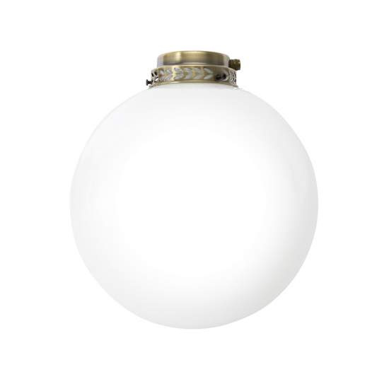 Kit Luce Vetro Bianco Sfera Grande Con Portalampada Ottone Brunito 7052OB