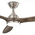 Ventilatore Metallo Cromo Spazzolato Led 18W 3 Pale Legno Noce Scuro Triade 7170CRCT