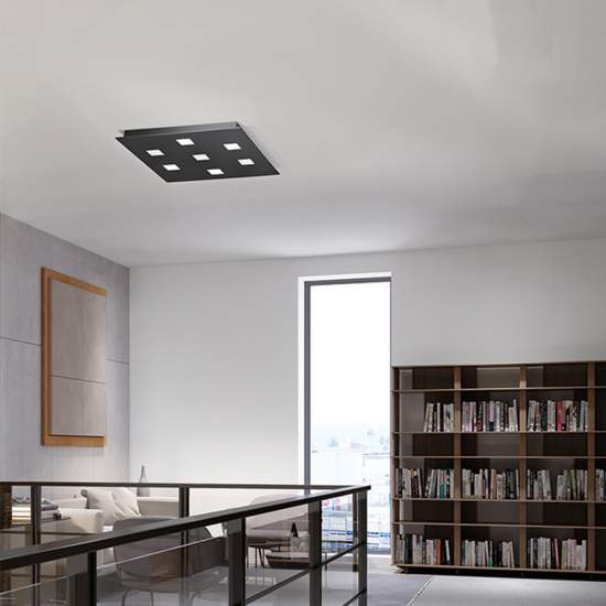 Plafoniera In Metallo Moderna Pixel Nero 7 Luci 8012N