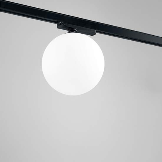 Plafoniera In Vetro Opale Per Sistema In Binario Nero Grande 8102NLC