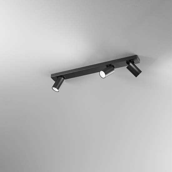 Spot Contemporaneo Oddy Alluminio Nero 3 Luci Gu10 Ip20 8176N