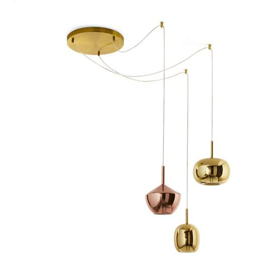 Vetro Borosilicato Contemporaneo Rain Oro Specchiato D22,5 Senza Rosone 8248OR