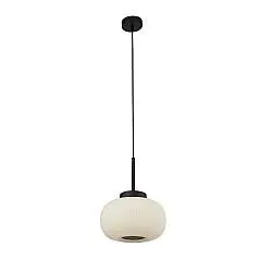 Sospensione Contemporanea Lumina Acciaio Bianco Vetro Nero 1 Luce E27