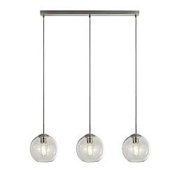 Lampadario Contemporaneo Balls Acciaio Cromo Vetro Trasparente 3 Luci E14 Lampadario Contemporaneo Balls Acciaio Cromo Vetro Trasparente 3 Luci E14