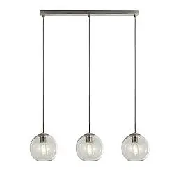 Lampadario Contemporaneo Balls Acciaio Cromo Vetro Trasparente 3 Luci E14