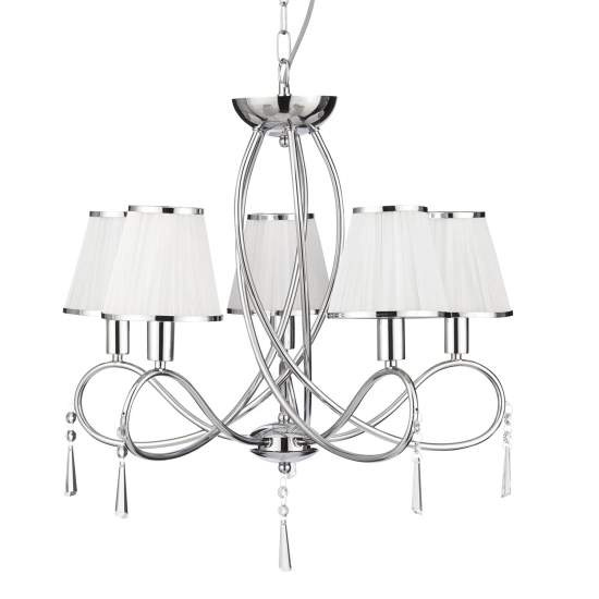Lampadario Contemporaneo Semplicità Acciaio Cromo Vetro 5 Luci E14 1035-5CC