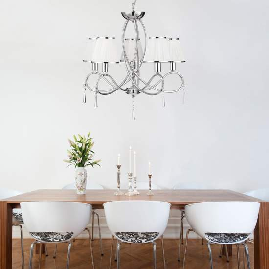Lampadario Contemporaneo Semplicità Acciaio Cromo Vetro 5 Luci E14 1035-5CC