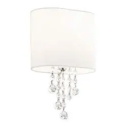 Applique Contemporanea Nina Acciaio Cromo Tessuto Bianco 1 Luce E14