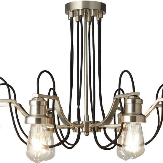 Lampadario Contemporaneo Olivia Acciaio Argento 8 Luci E27 1068-8SS