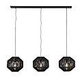 Lampadario Contemporaneo Vimini Acciaio Nero Tessuto 3 Luci E27 11201-3BK