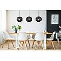 Lampadario Contemporaneo Vimini Acciaio Nero Tessuto 3 Luci E27 11201-3BK